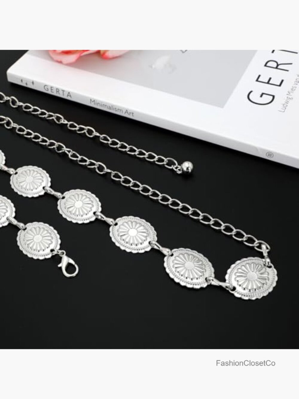 2 Pack Western Metal Concho Chain Belt Cowgirl Boho Waist Chain Country Concert - Picture 4 of 6